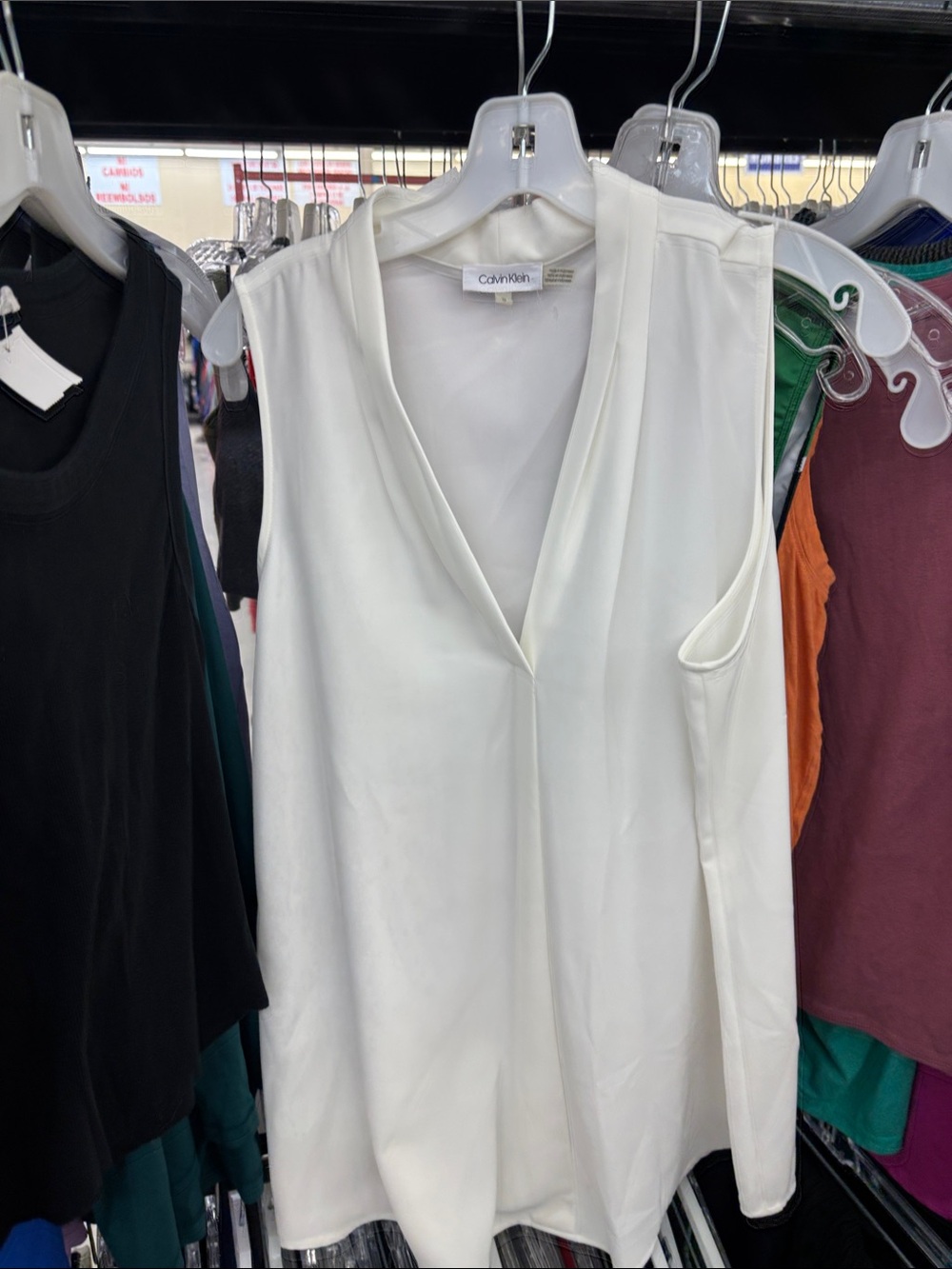 Calvin Klein White Sleeveless V-Neck Camisole Top